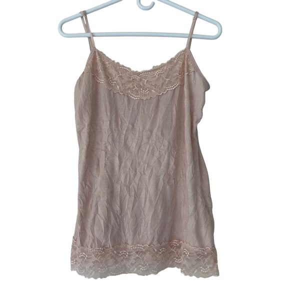 Maurice’s cami tunic lace trim adjustable straps stretch wrinkle tank pink XL - Picture 1 of 8